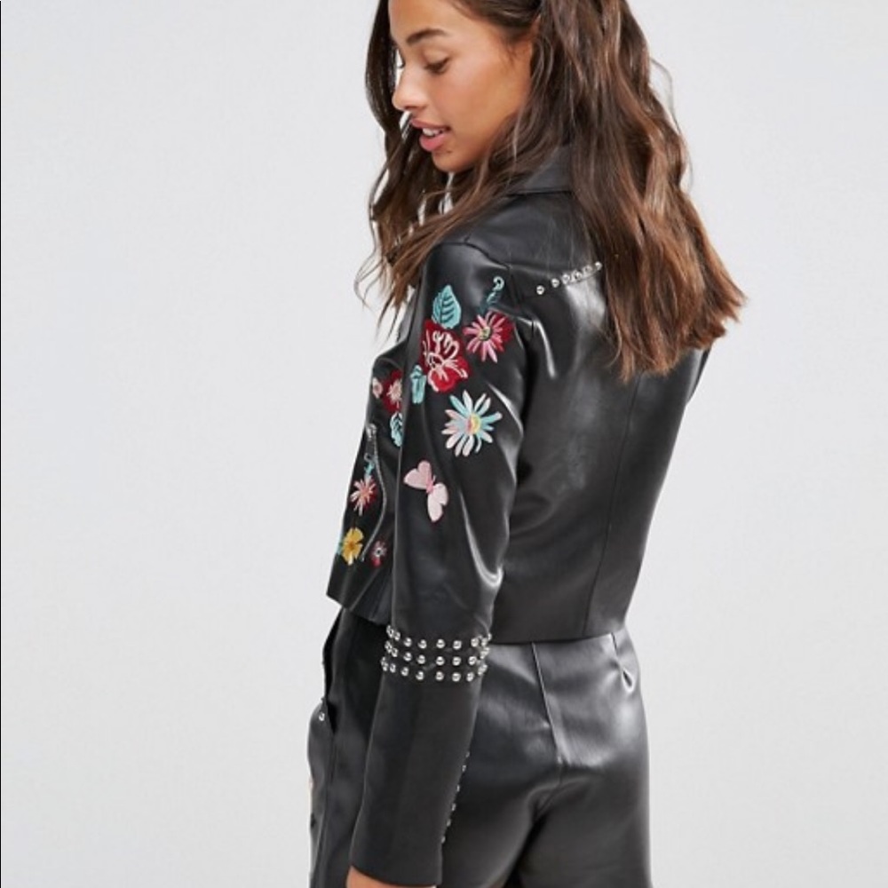 Glamorous Embroidered Leather Jacket - image 4